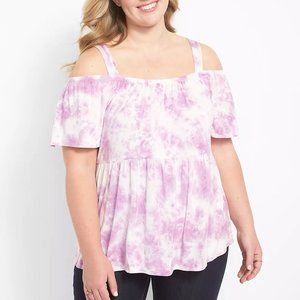Lane Bryant Pink Tie-Dye Off-Shoulder Top